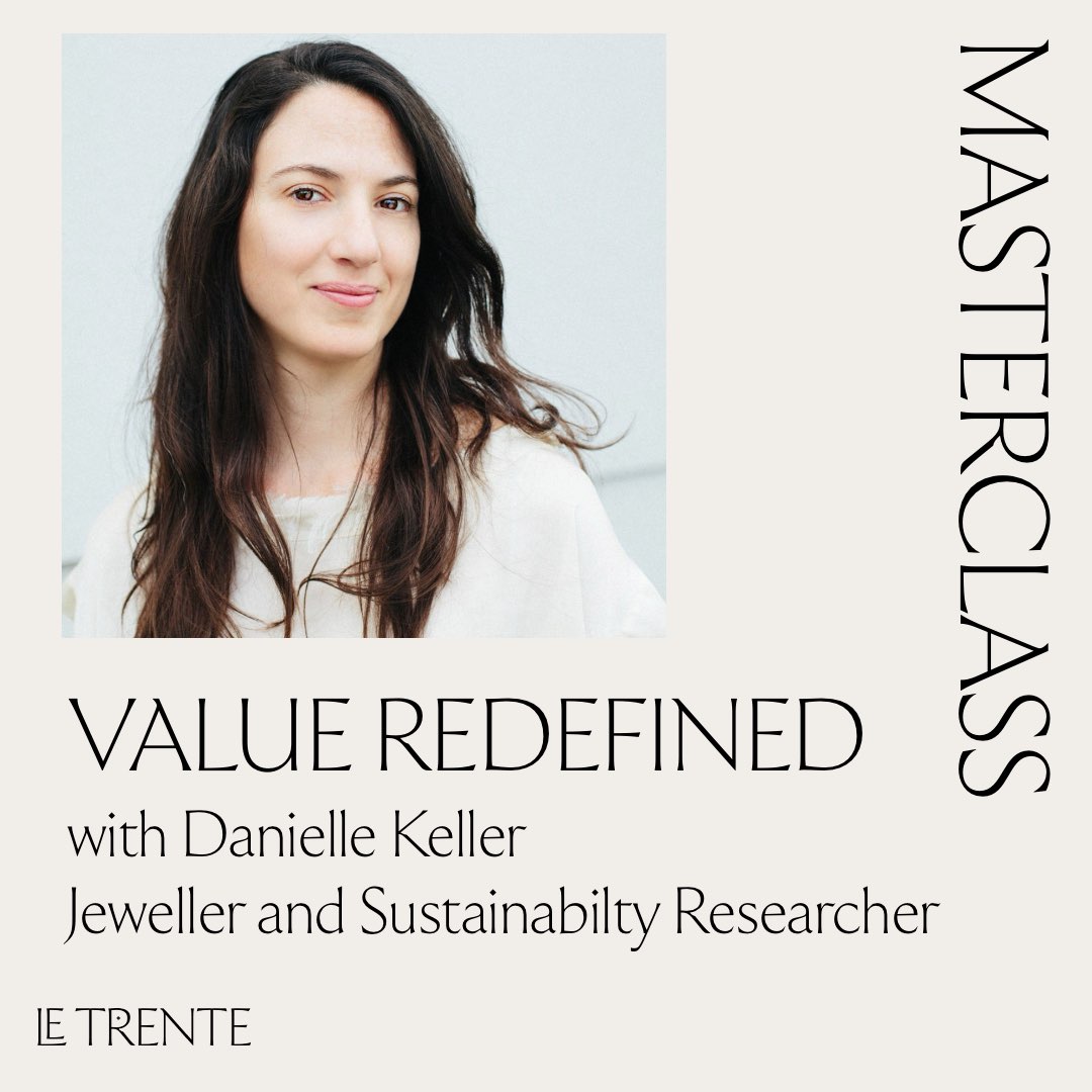 Event card for the upcoming masterclass from Danielle Keller on Beyond the Price of Gold for Le Trente 