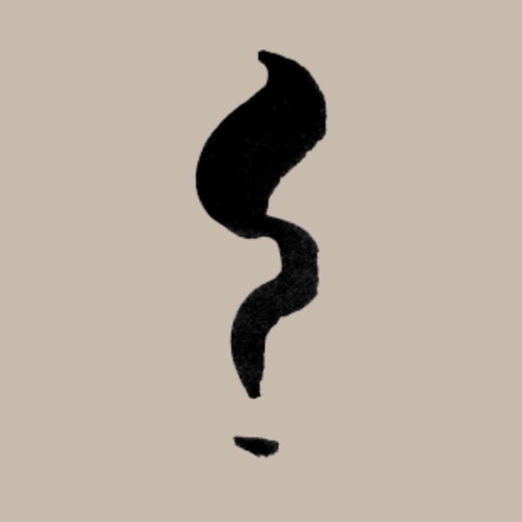 A symbol drawn in black ink hinting at a journey pointing south
