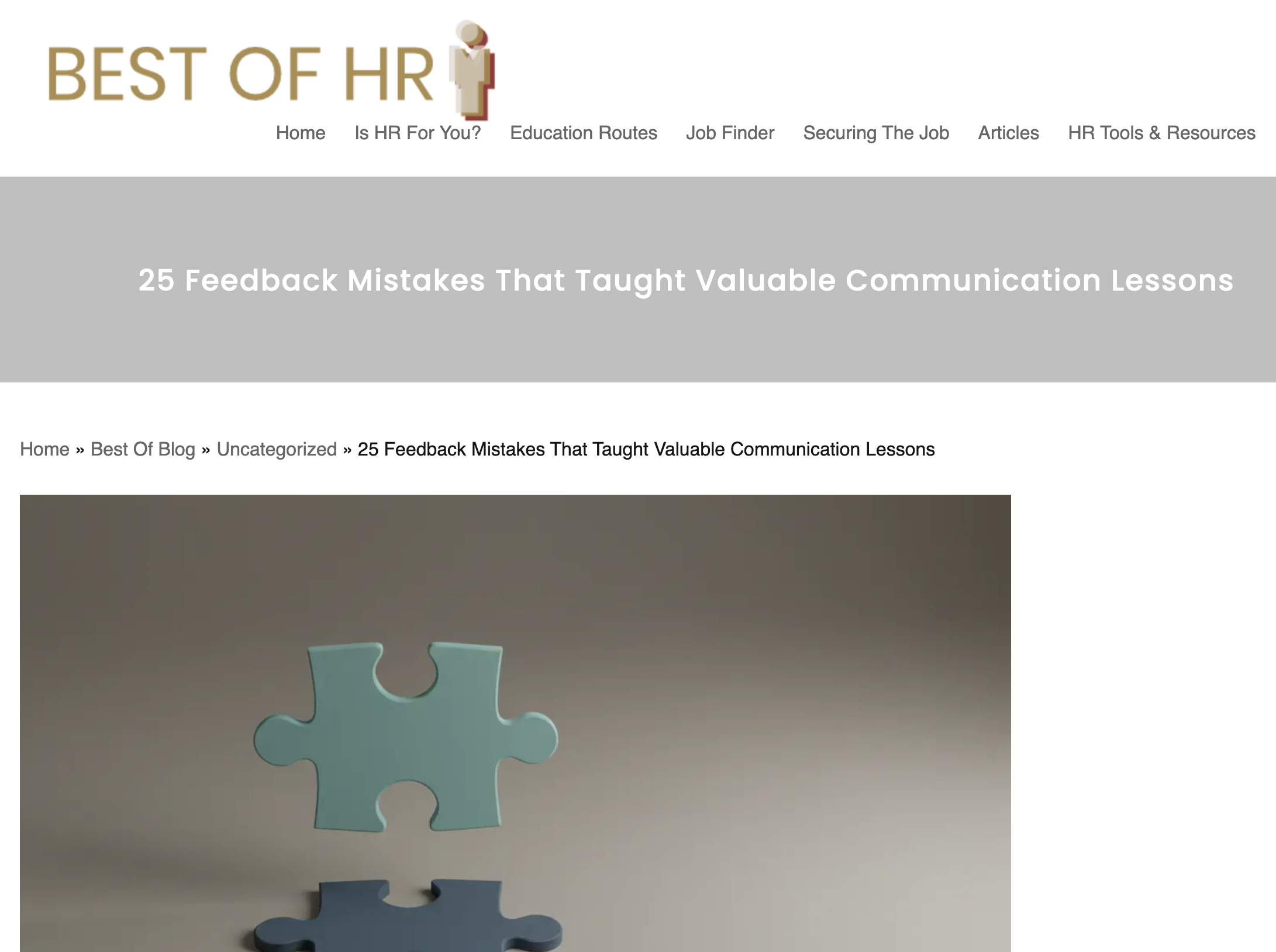 A screengrab from Best of HR website featuring 25 best communication lessons 