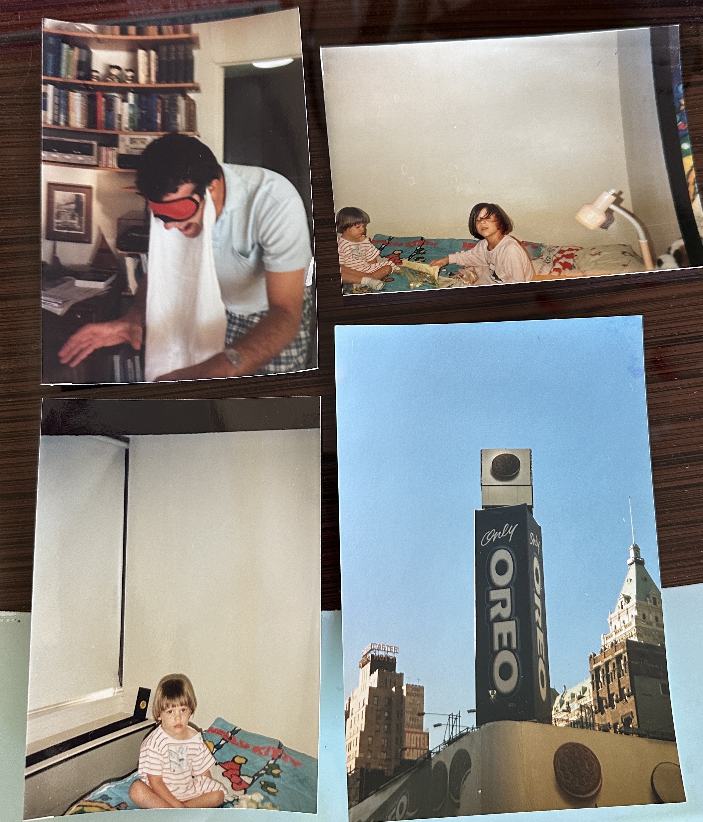 A selection of printed pictures of Anne's trip to NYC in 1988 including her two young nieces and half brother Michel