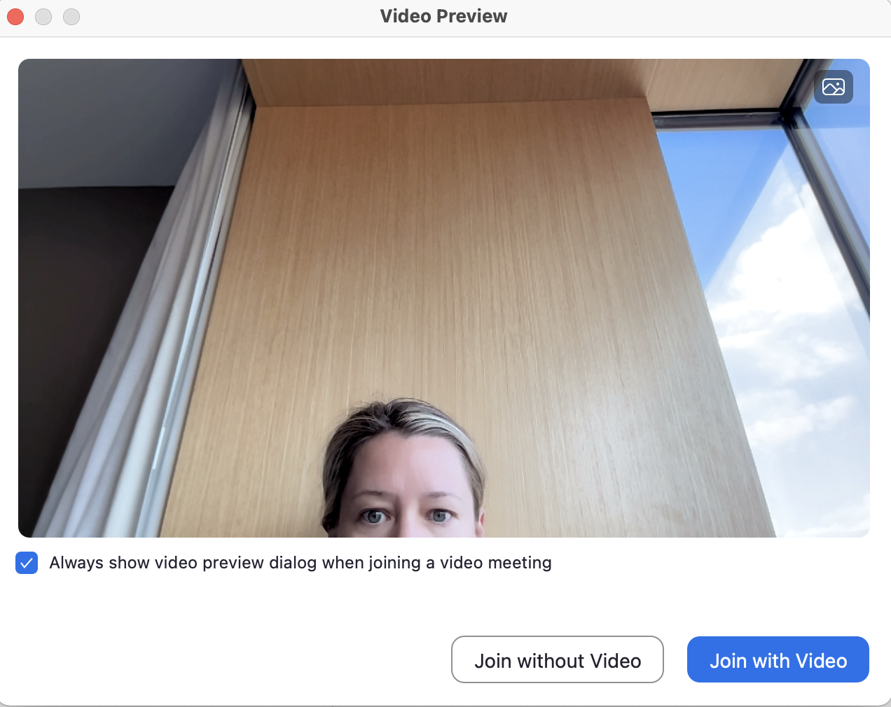 A screenshot of Anne as she is joining a group Zoom call 